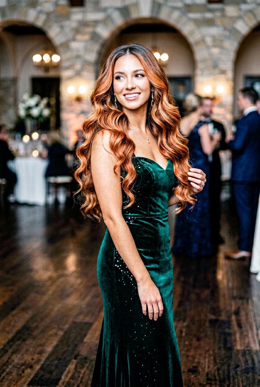 Long Wavy Ginger Balayage Shadow Root - 20 ginger balayage with shadow root - 20 ginger balayage with shadow root