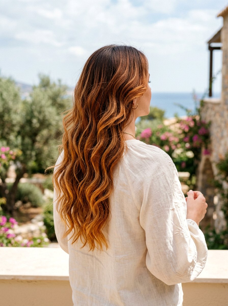 Long Wavy Ginger Balayage With Shadow Root - 20 ginger balayage with shadow root1 - 20 ginger balayage with shadow root_1