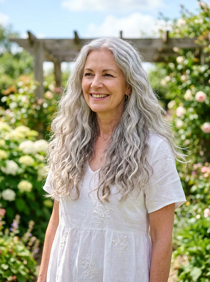 Long Wavy Gray Hair - 20 easy hairstyle for naturally gray hair - 20 easy hairstyle for naturally gray hair