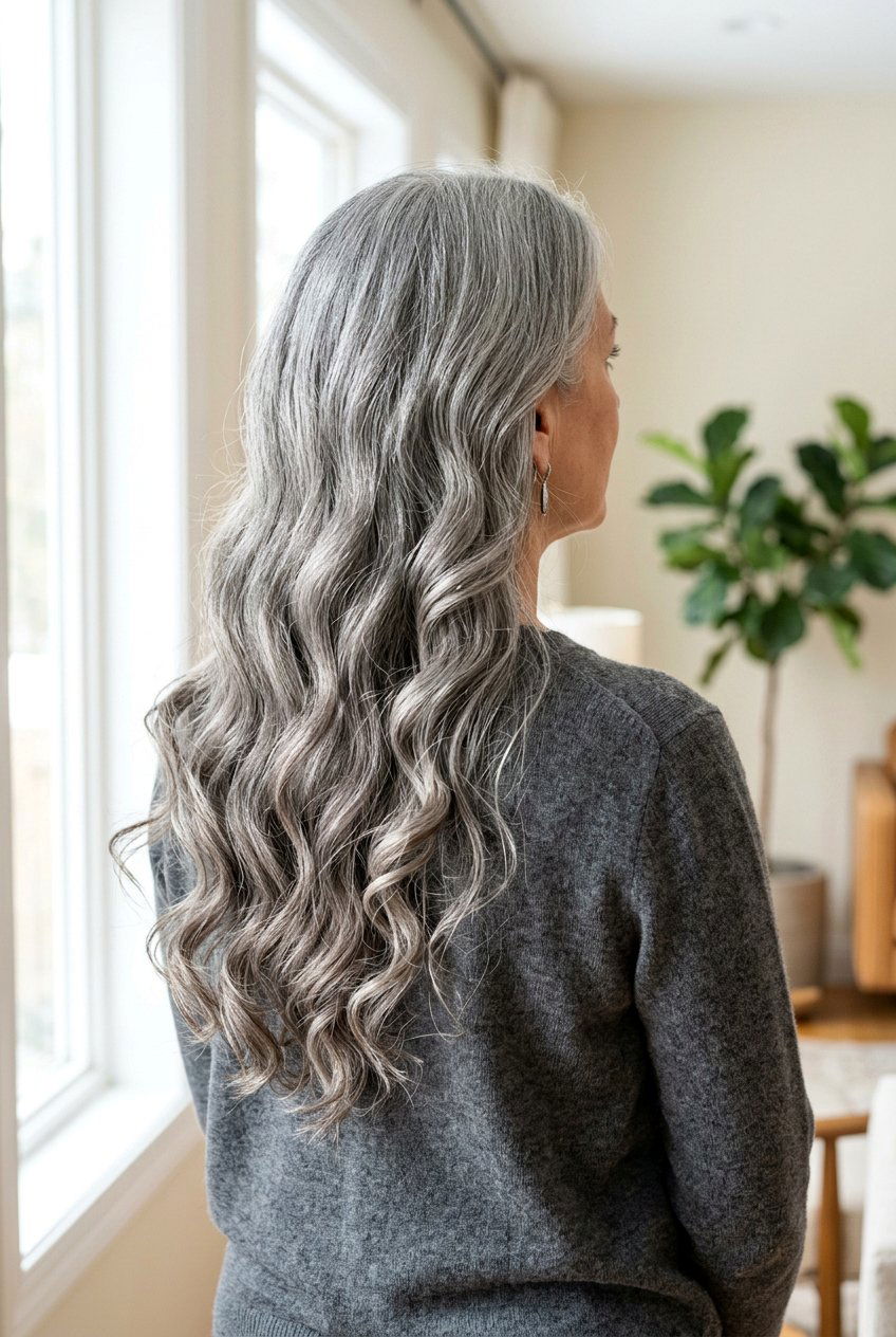 Long Wavy Gray Hair - 20 hairstyles for gray hair - 20 hairstyles for gray hair