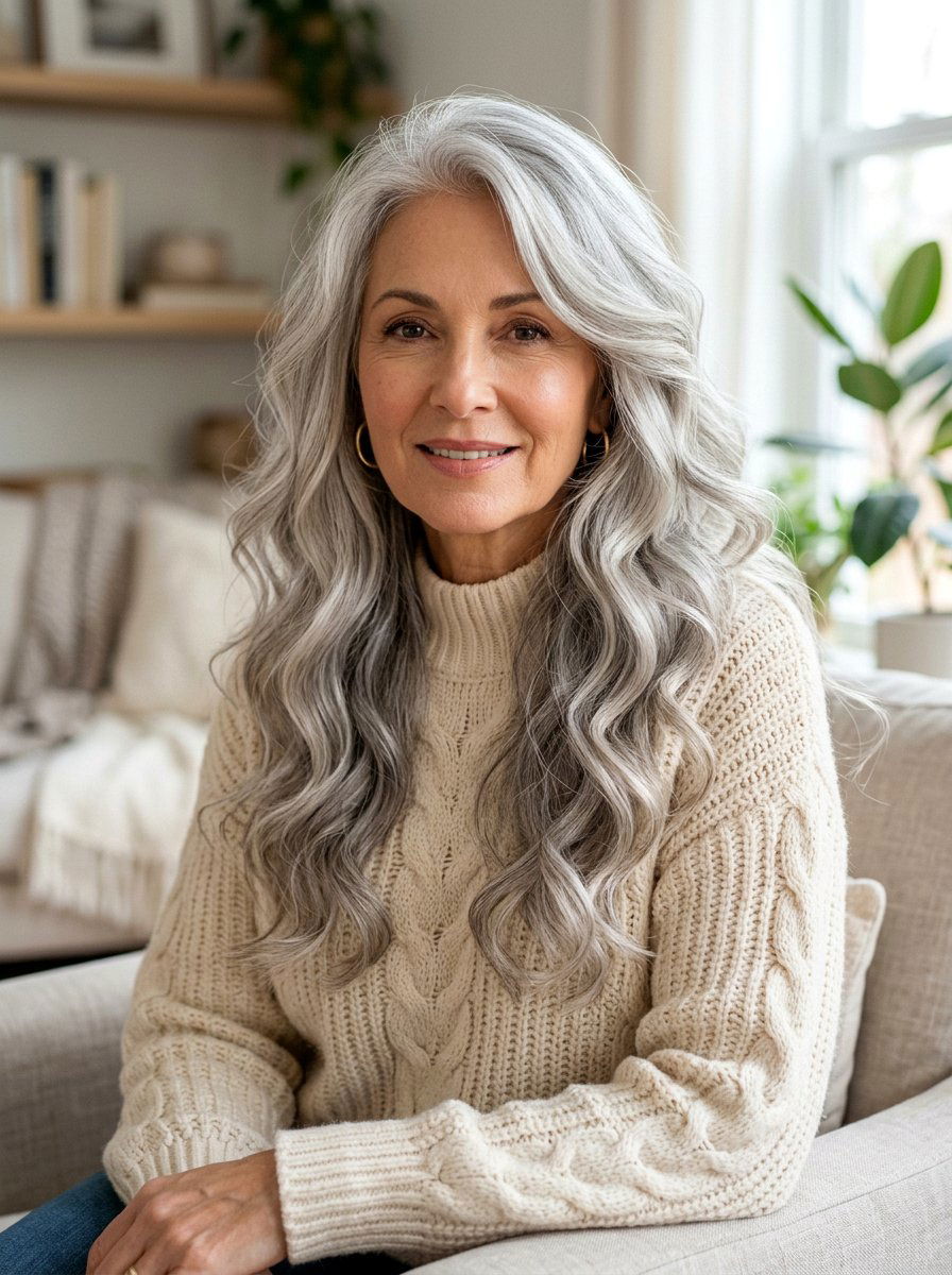 Long Wavy Gray Haircut - 20 elegant haircut for naturally gray hair - 20 elegant haircut for naturally gray hair
