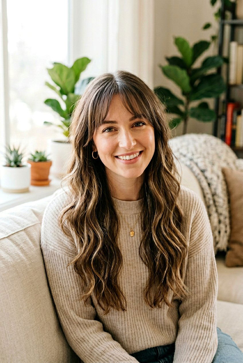 Long Wavy Hair With Middle Part Wispy Bangs - 20 long hair with wispy bangs - 20 long hair with wispy bangs