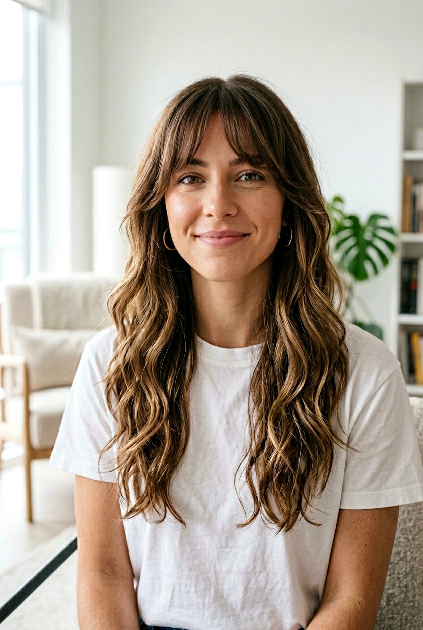 Long Wavy Haircut With Curtain Bangs And Layers - 20 long wavy haircut with curtain bangs - 20 long wavy haircut with curtain bangs