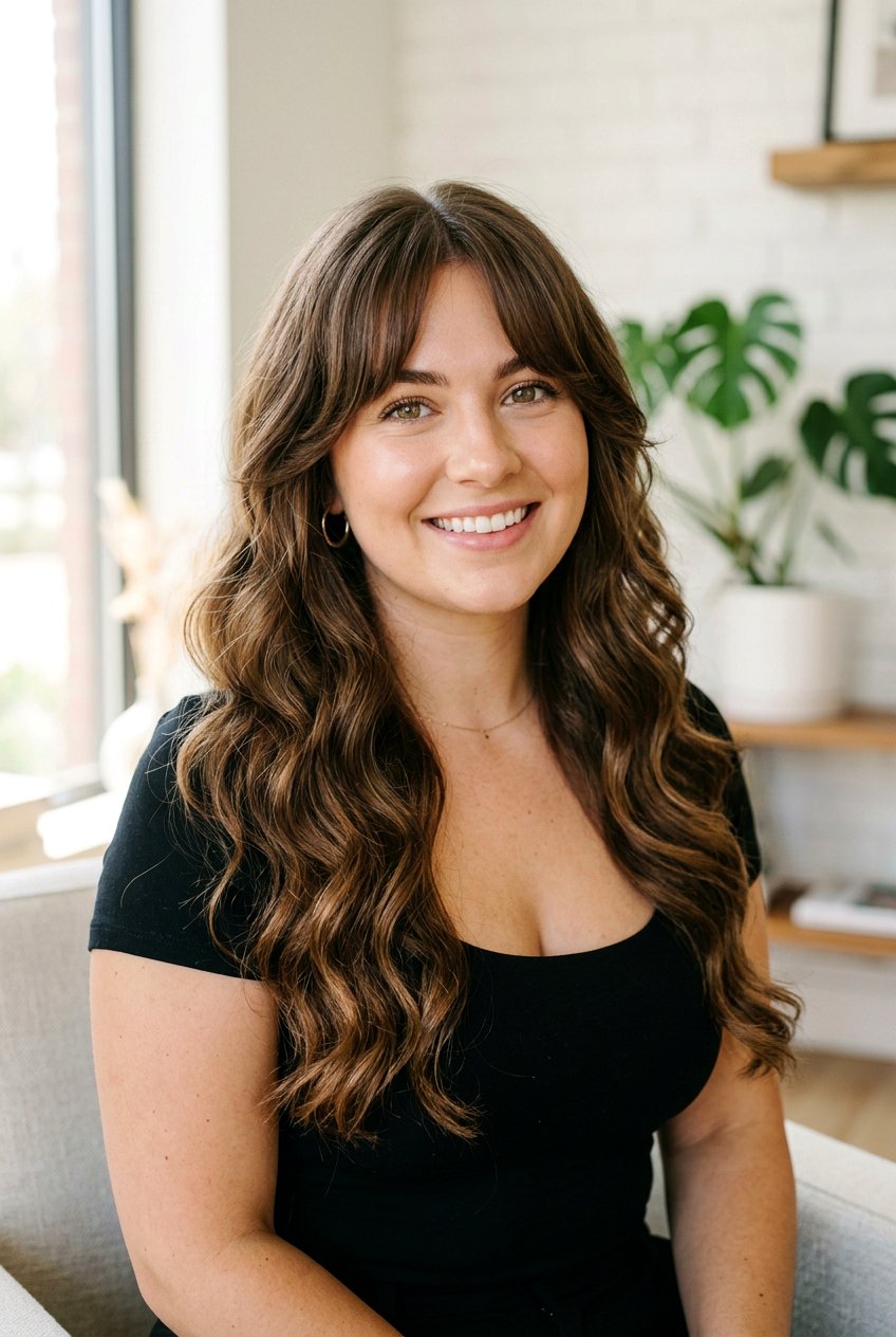 Long Wavy Haircut With Curtain Bangs For Round Face - 20 long wavy haircut with curtain bangs - 20 long wavy haircut with curtain bangs