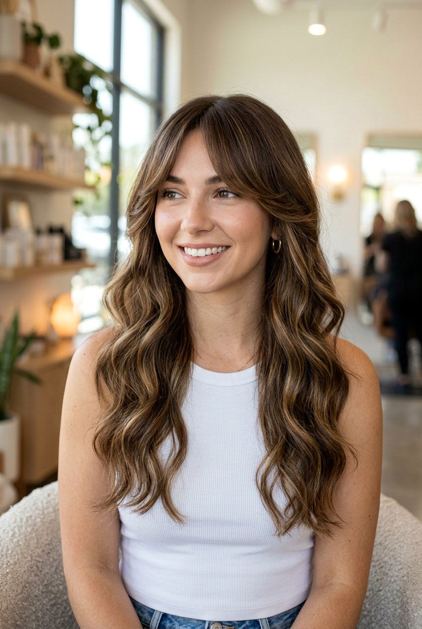 Long Wavy Haircut With Curtain Bangs For Thick Hair - 20 long wavy haircut with curtain bangs - 20 long wavy haircut with curtain bangs