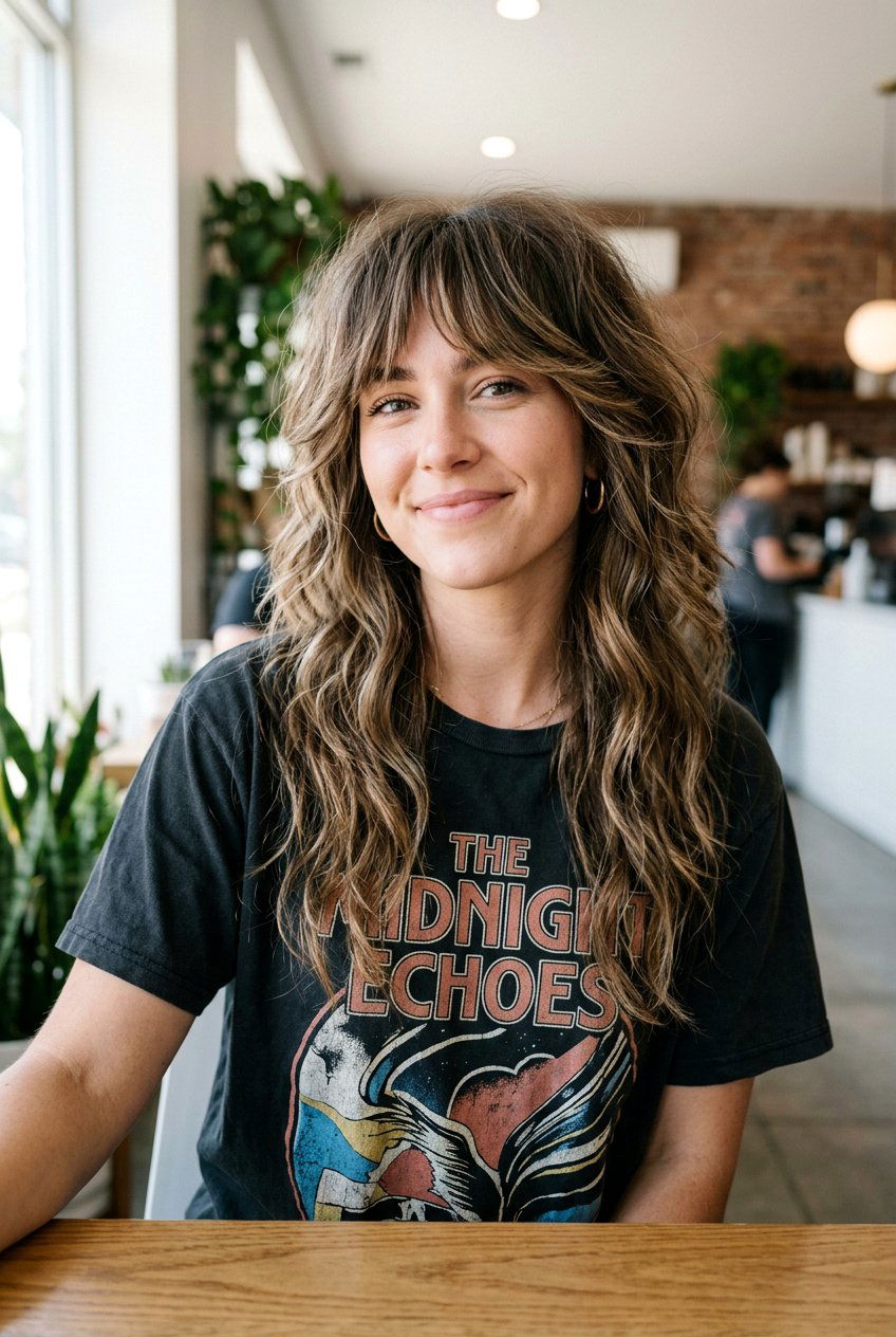 Long Wavy Haircut With Shaggy Curtain Bangs - 20 long wavy haircut with curtain bangs - 20 long wavy haircut with curtain bangs