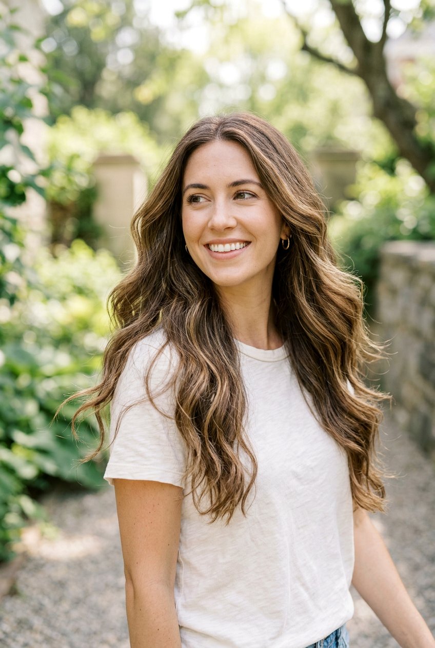 Long Wavy Layers With Soft Waves - 20 long wavy layers for round face - 20 long wavy layers for round face