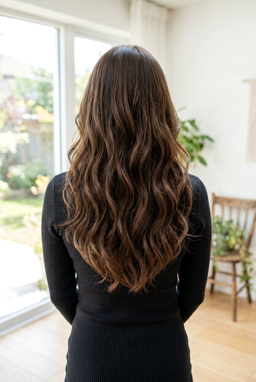 Long Wavy Layers With Tapered Ends - 20 long wavy layers for round face - 20 long wavy layers for round face