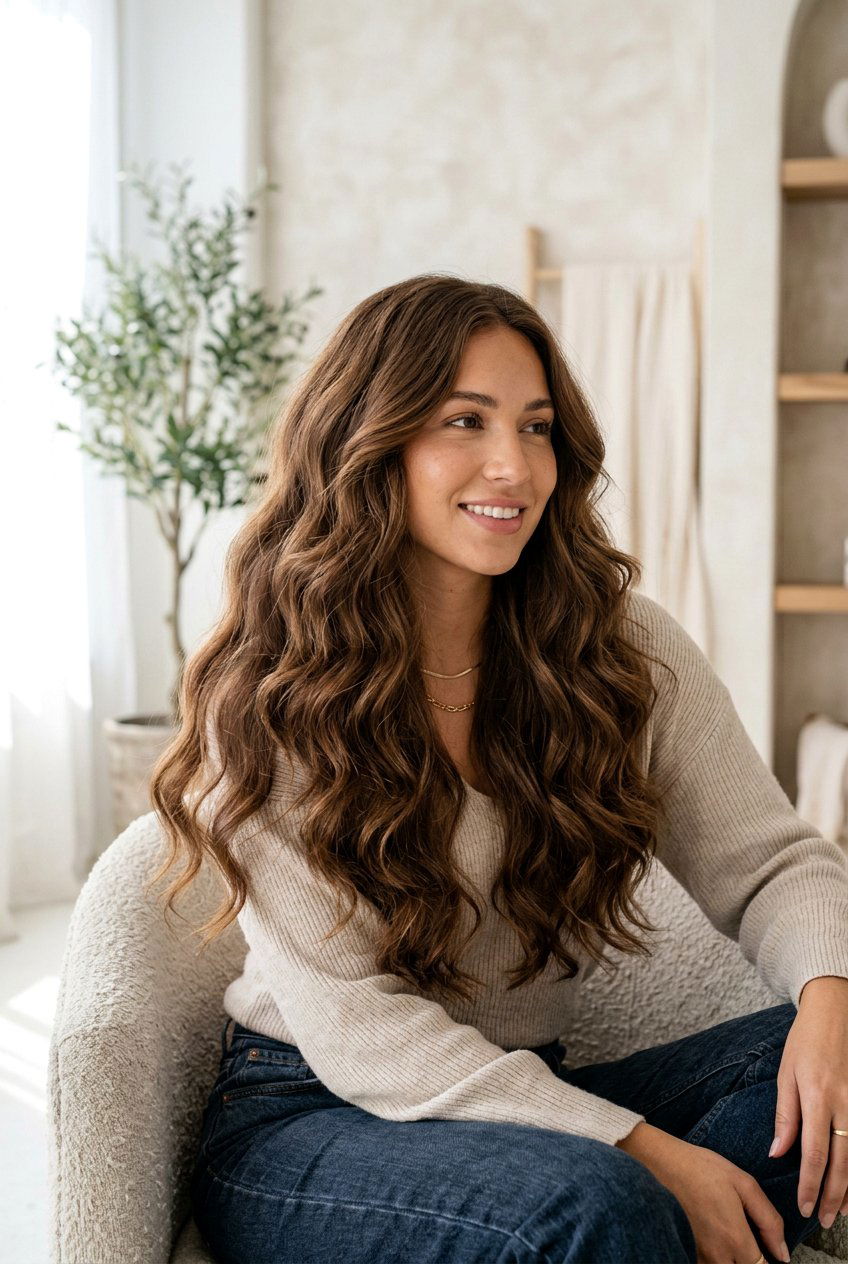 Long Wavy Layers with Invisible Layers - 20 long wavy layers for thick hair - 20 long wavy layers for thick hair
