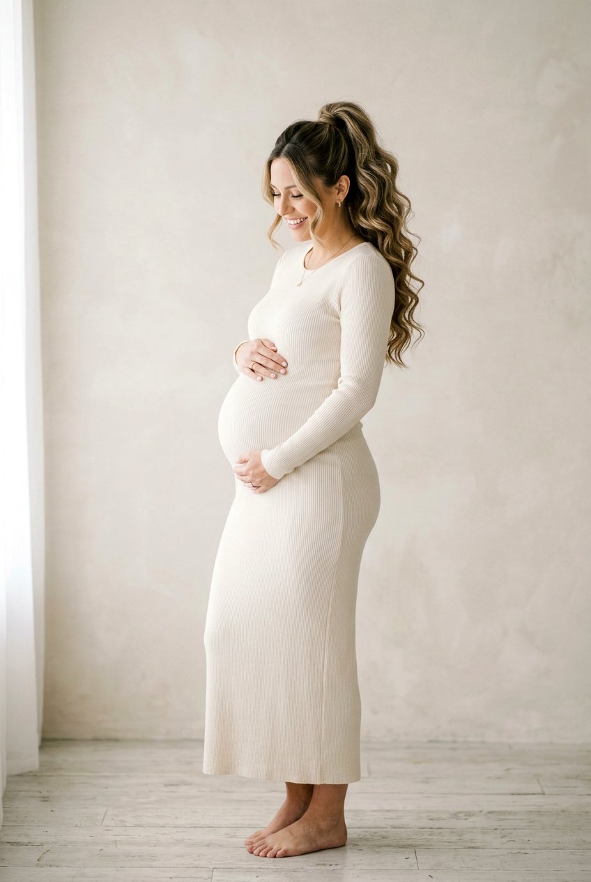 Long Wavy Ponytail Maternity Photoshoot - 20 maternity shoot waves hairstyle - 20 maternity shoot waves hairstyle