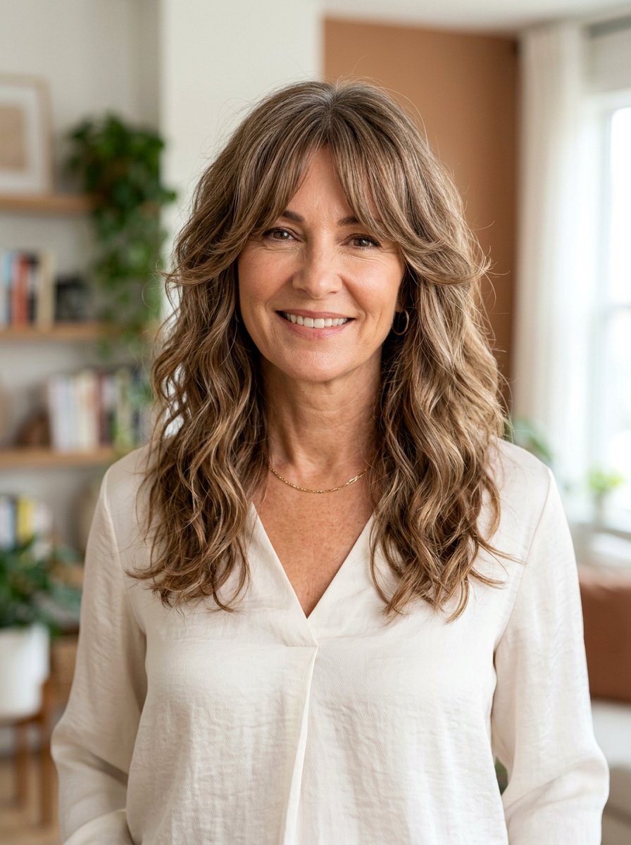 Long Wavy Shag With Face Framing Layers - 20 wavy shag for women over 50 - 20 wavy shag for women over 50