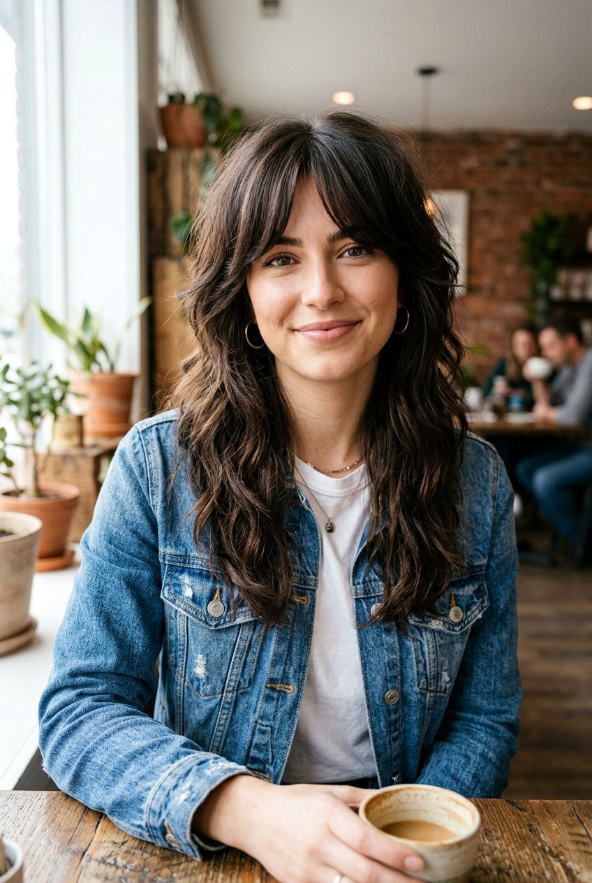 Long Wolf Cut With Curtain Bangs - 20 wolf cut for heart shaped face women - 20 wolf cut for heart shaped face women