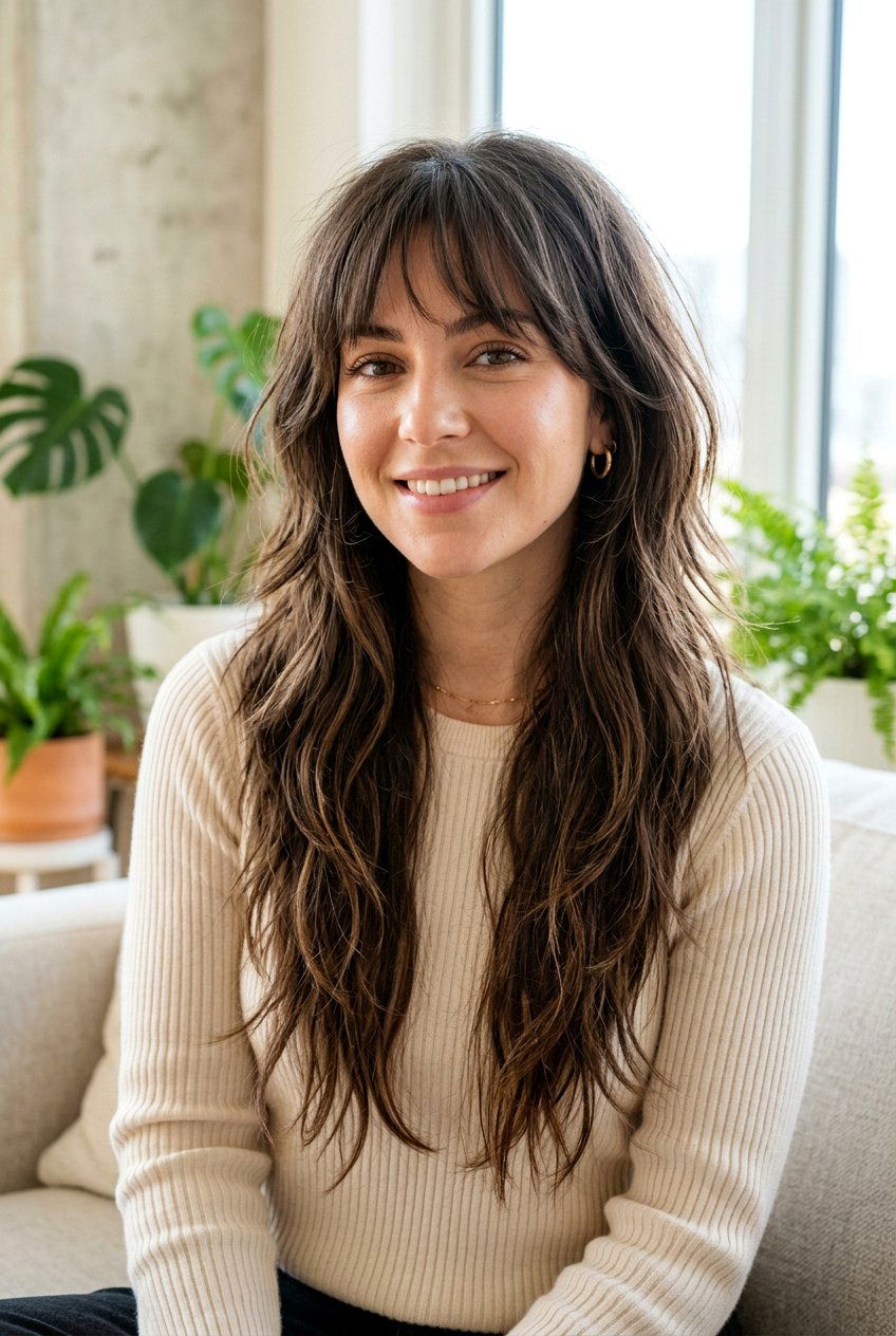 Long Wolf Cut With Wispy Bangs - 20 wolf cut with wispy bangs - 20 wolf cut with wispy bangs