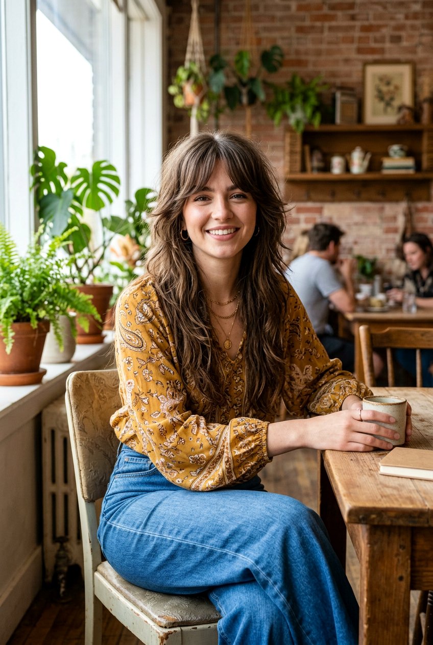 Long Wolf Cut with Curtain Bangs - 20 picture perfect hairstyles - 20 picture perfect hairstyles