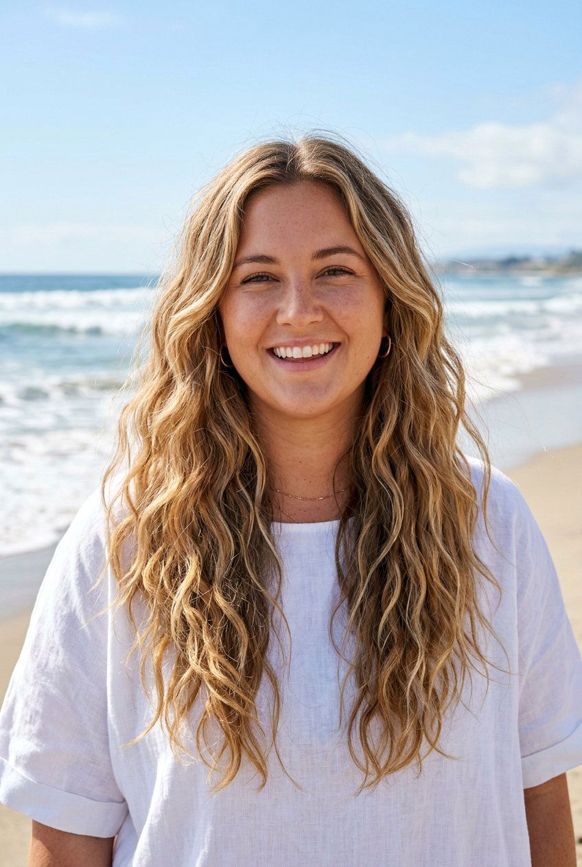 Long beach waves for round face - 20 long haircuts for round faces - 20 long haircuts for round faces