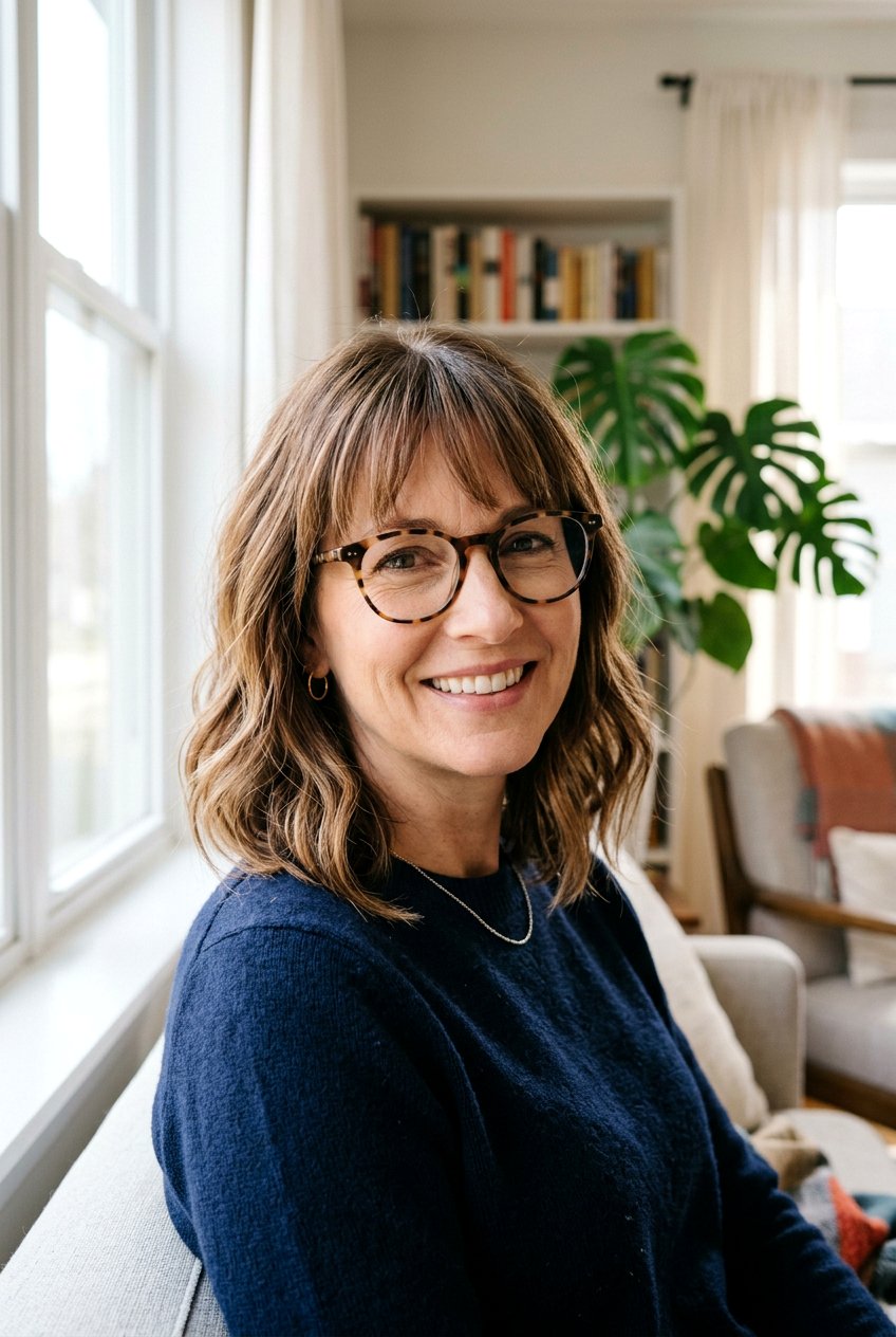 Long bob with bangs - 20 hairstyles for women over 40 with glasses - 20 hairstyles for women over 40 with glasses