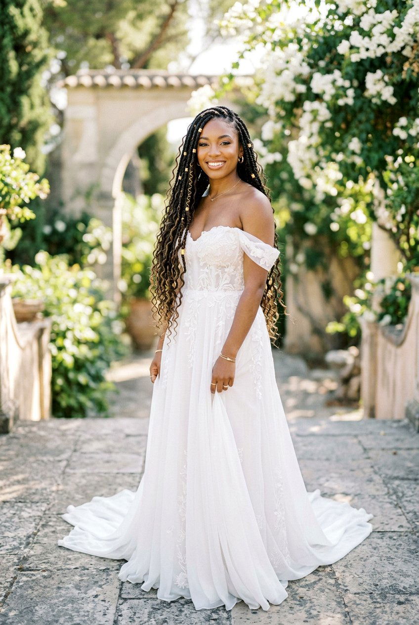 Long bohemian box braids with gold beads - 20 box braids with beads - 20 box braids with beads