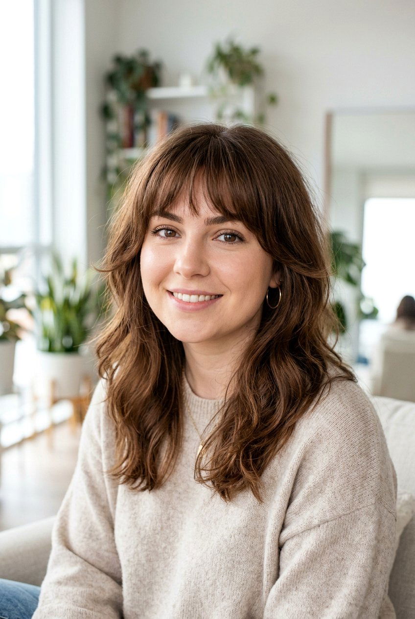 Long fringe - 20 bangs for round face - 20 bangs for round face