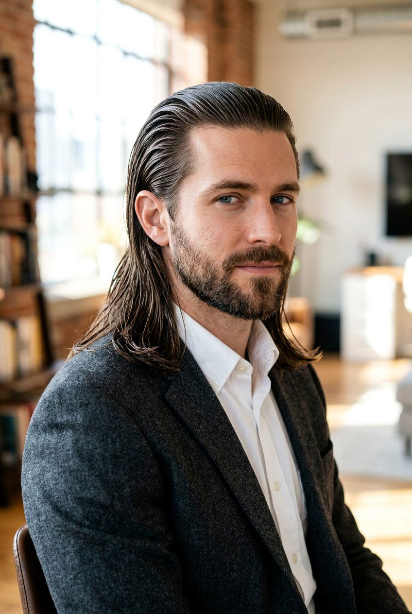 Long hair slick back - 20 slick back haircut for men - 20 slick back haircut for men