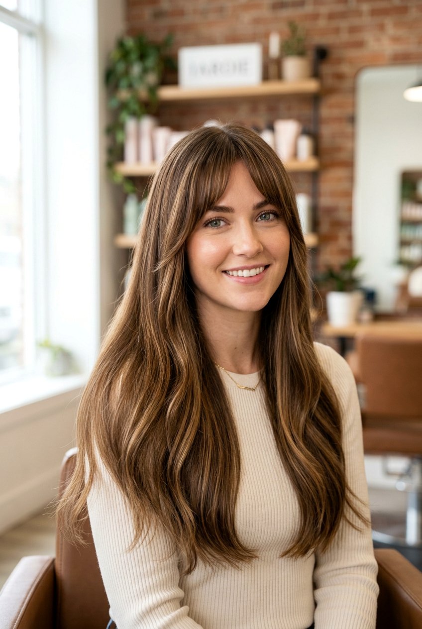 Long hair with bottleneck bangs - 20 bottleneck bangs haircut - 20 bottleneck bangs haircut