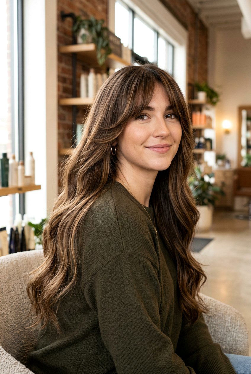 Long hair with curtain bangs and face framing layers - 20 long haircuts with curtain bangs - 20 long haircuts with curtain bangs