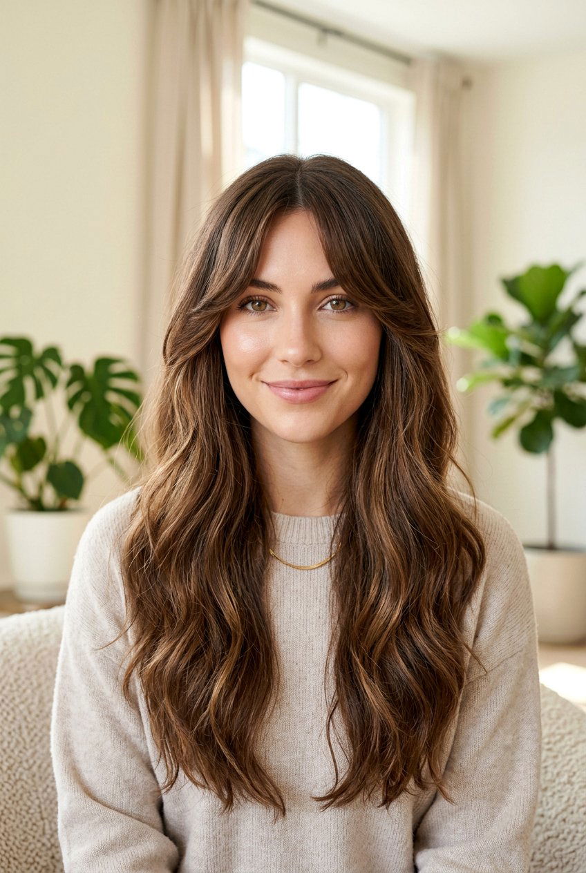 Long hair with curtain bangs for oval face - 20 long haircuts with curtain bangs - 20 long haircuts with curtain bangs