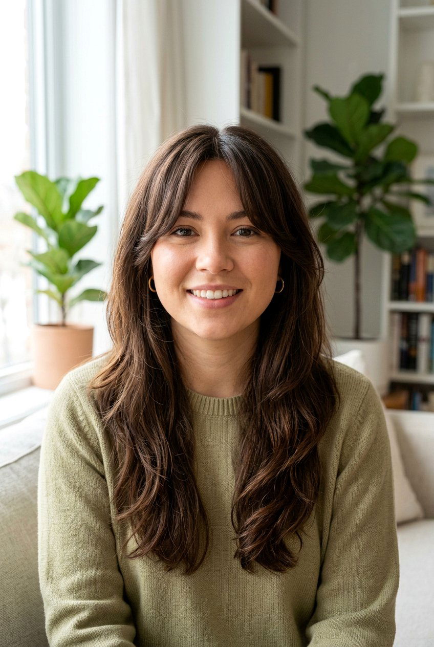 Long hair with curtain bangs for round face - 20 long haircuts with curtain bangs - 20 long haircuts with curtain bangs