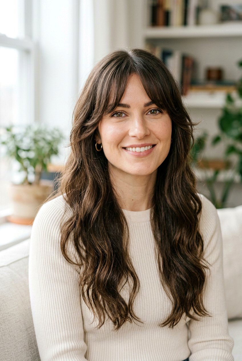 Long hair with curtain bangs for square face - 20 long haircuts with curtain bangs - 20 long haircuts with curtain bangs