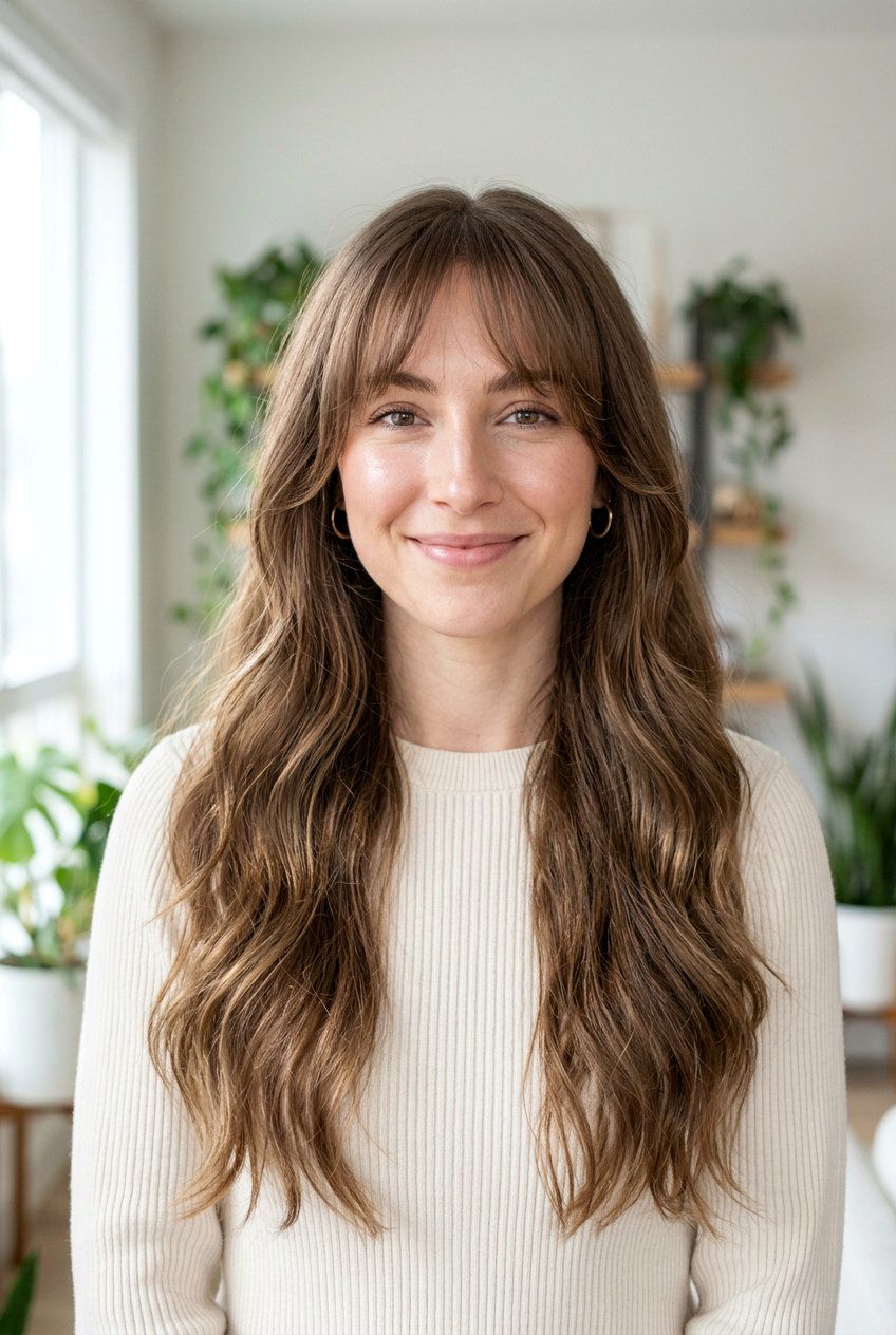 Long hair with wispy curtain bangs - 20 long haircuts with curtain bangs - 20 long haircuts with curtain bangs