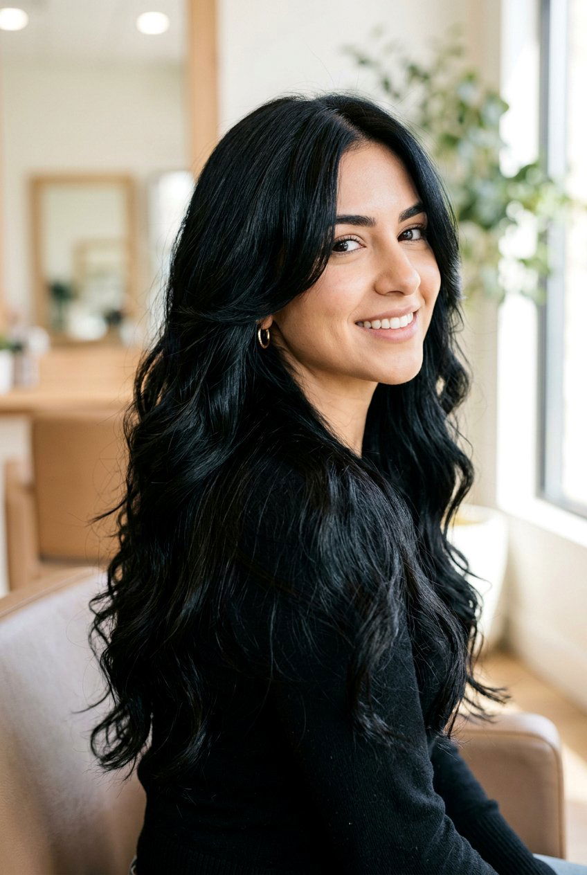 Long jet black hair with layers - 20 jet black hair color - 20 jet black hair color