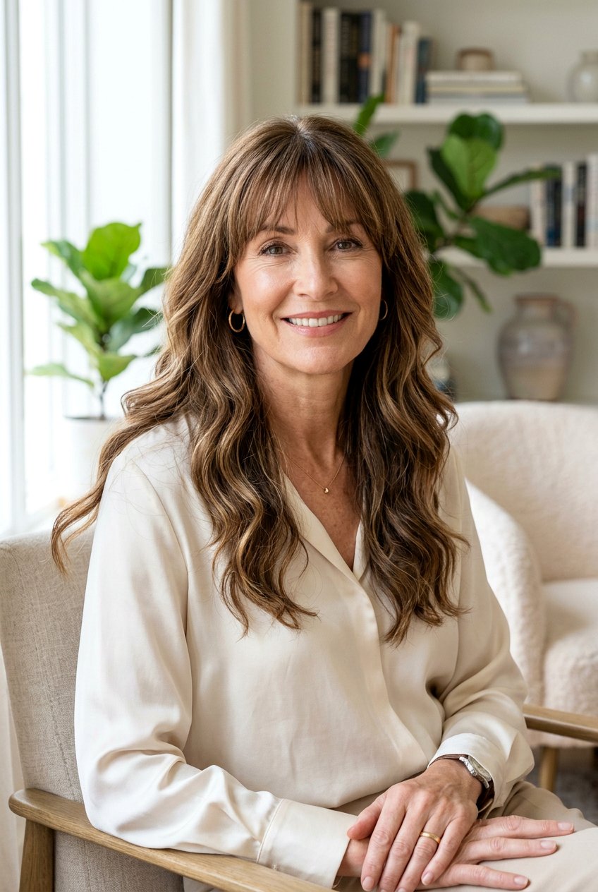 Long layered hair with wispy bangs - 20 wispy bangs for mature women - 20 wispy bangs for mature women