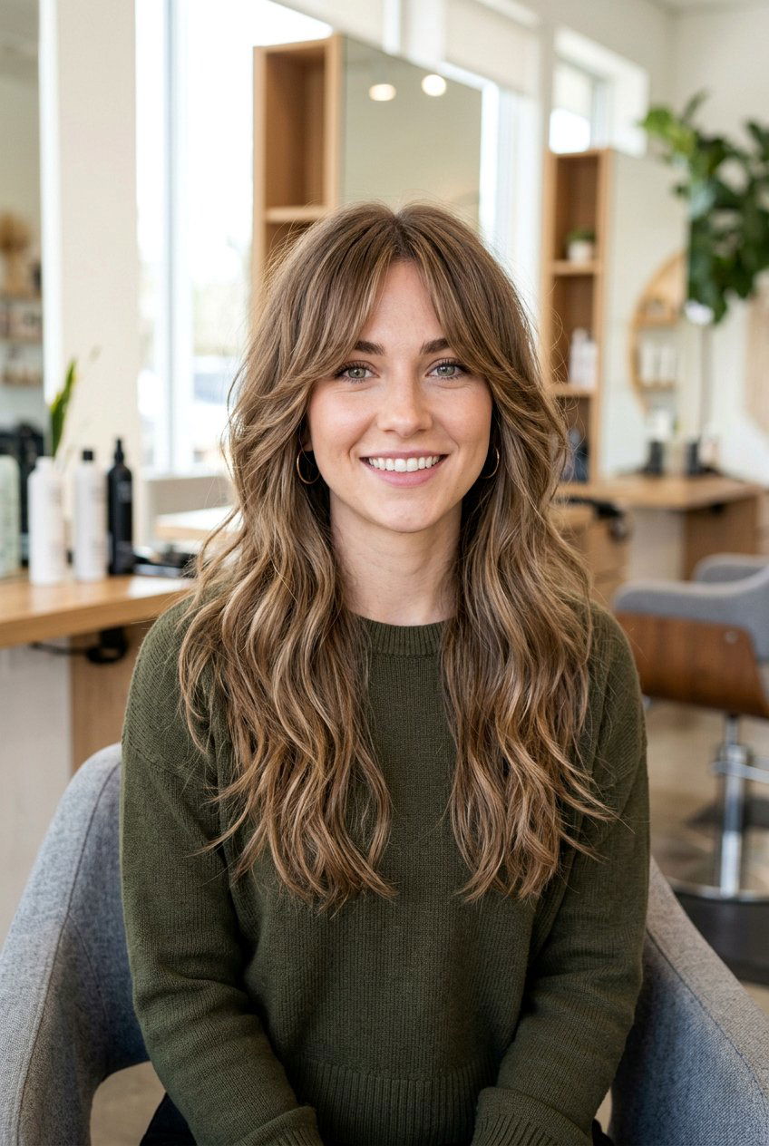 Long shag with curtain bangs - 20 1970s shag haircut - 20 1970s shag haircut