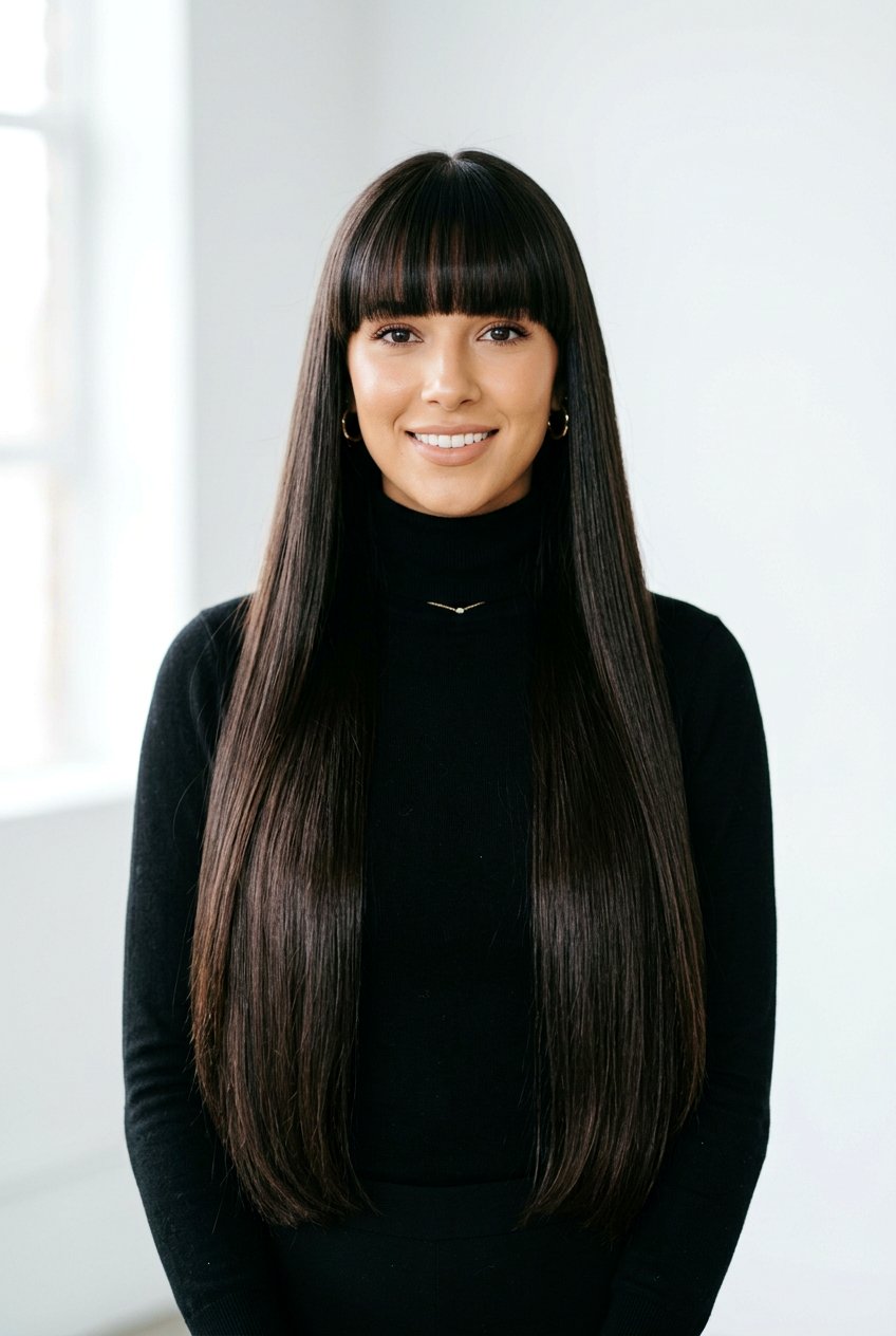 Long straight hair blunt bangs - 20 blunt bangs hairstyles - 20 blunt bangs hairstyles