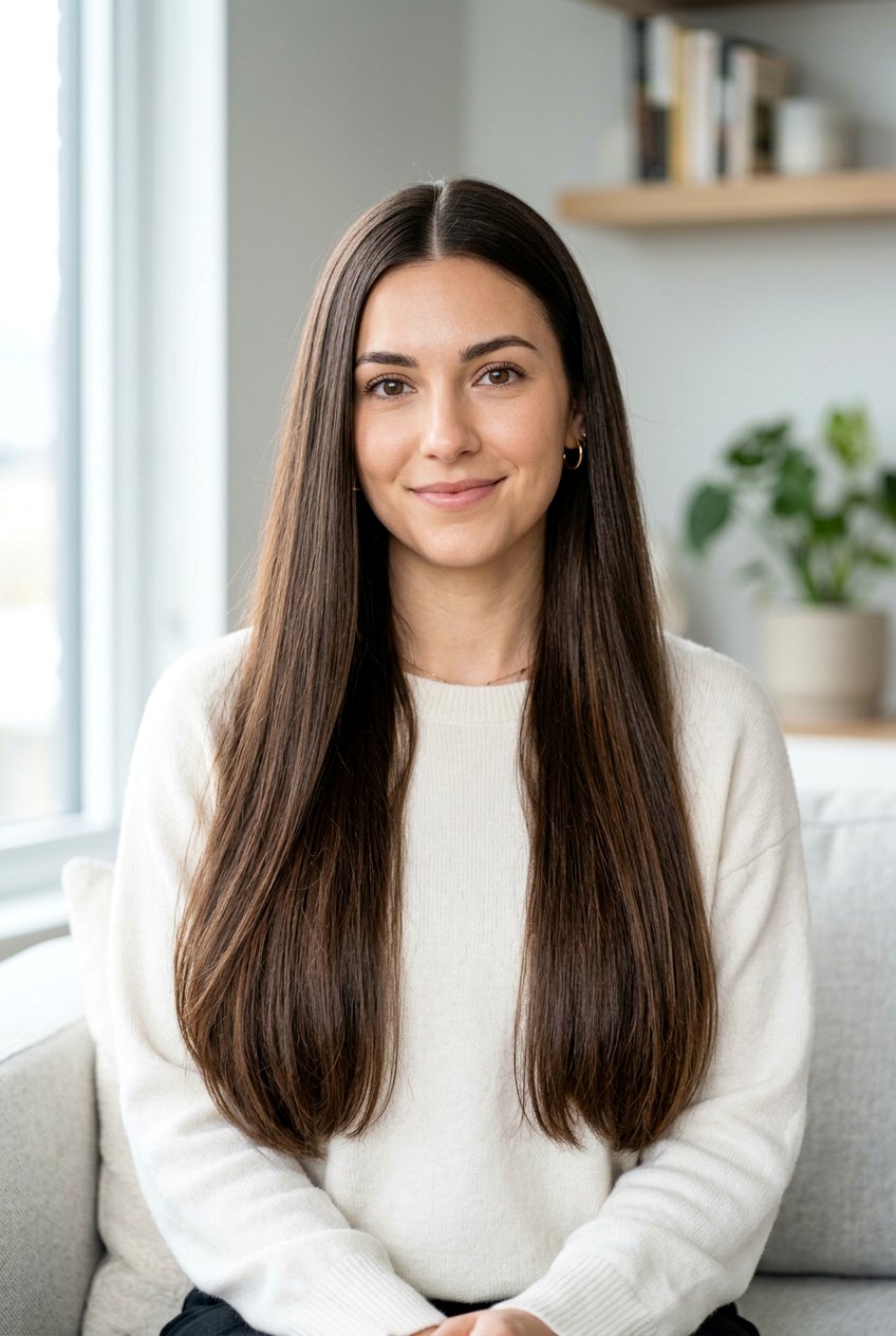 Long straight hair middle part - 20 sleek straight hairstyles - 20 sleek straight hairstyles