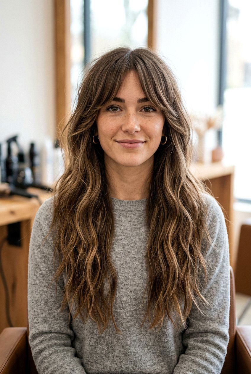 Long textured hair with curtain bangs - 20 long haircuts with curtain bangs - 20 long haircuts with curtain bangs