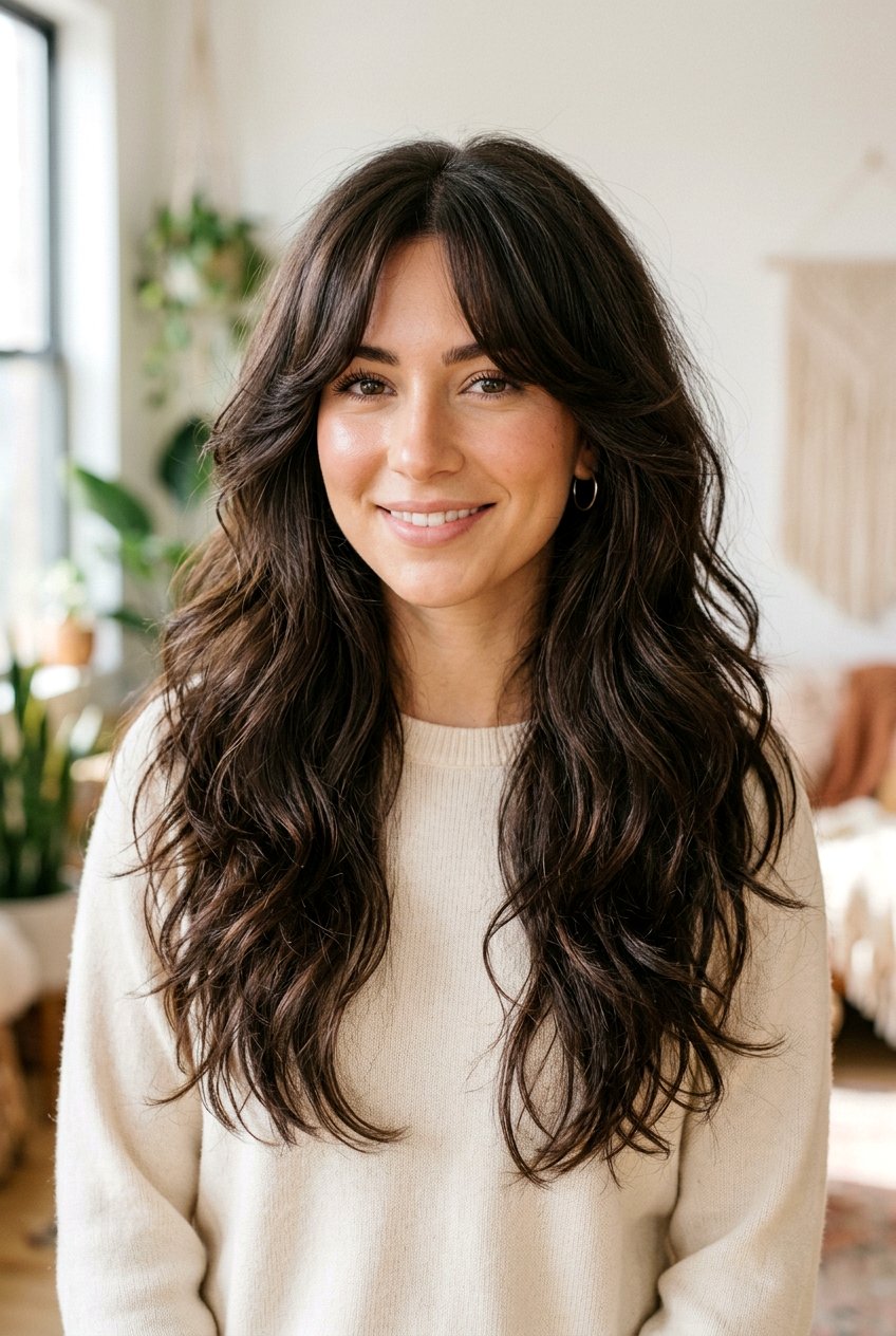 Long thick hair with curtain bangs - 20 long haircuts with curtain bangs - 20 long haircuts with curtain bangs