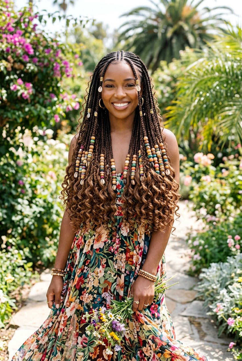 Long tribal braids with beads and curls - 20 tribal braids with beads and curls - 20 tribal braids with beads and curls