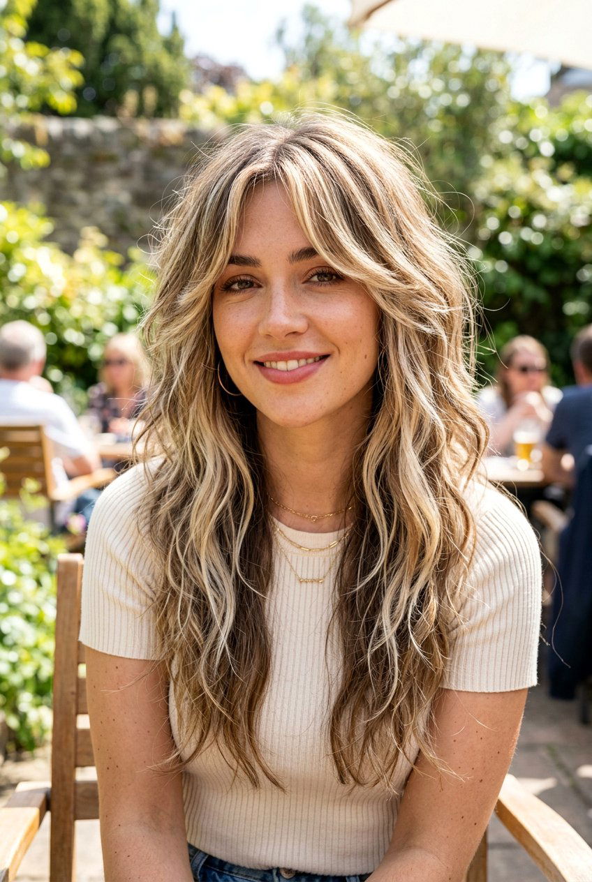 Long wolf cut with blonde highlights - 20 long wolf cut - 20 long wolf cut