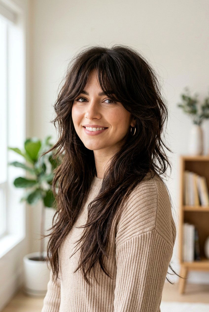 Long wolf cut with curtain bangs - 20 long wolf cut - 20 long wolf cut