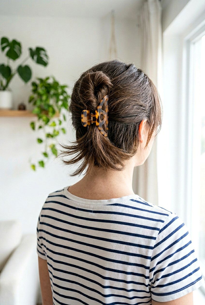 Loop Bun Claw Clip - 20 easy claw clip hairstyles for medium hair - 20 easy claw clip hairstyles for medium hair