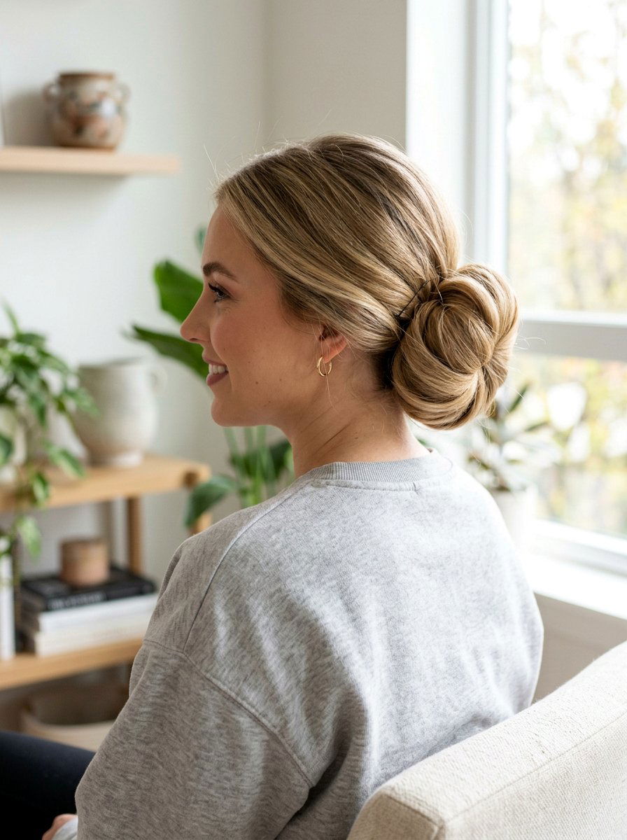 Loop Low Bun - 20 yoga hairstyle with low bun - 20 yoga hairstyle with low bun