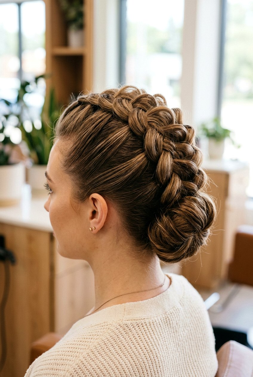 Looped Dutch Braid Faux Hawk Updo - 20 faux hawk braid hairstyle - 20 faux hawk braid hairstyle