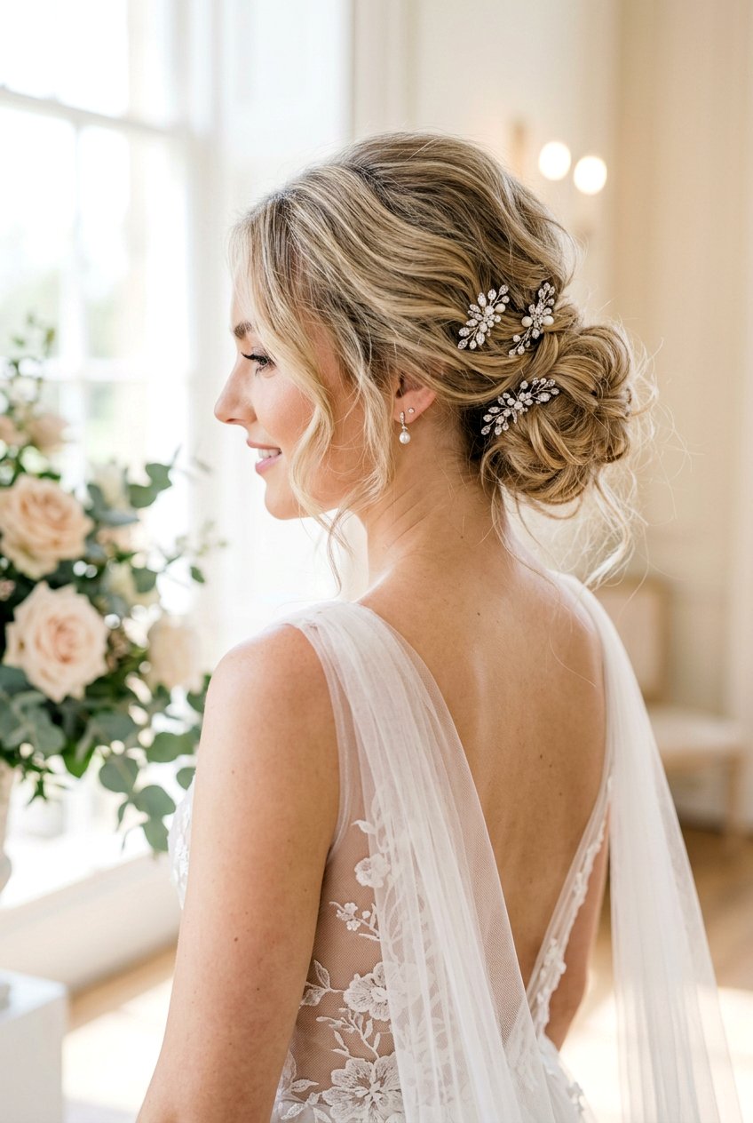 Loose Accessorized Updo - 20 prom hairstyle with low textured bun - 20 prom hairstyle with low textured bun