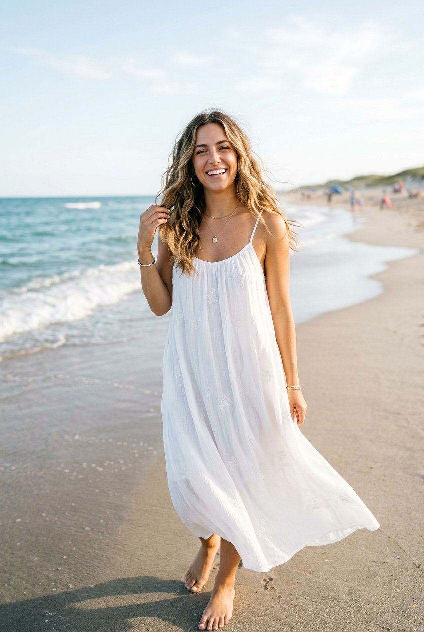 Loose Beach Waves With Middle Part - 20 beach photo shoot hairstyles - 20 beach photo shoot hairstyles