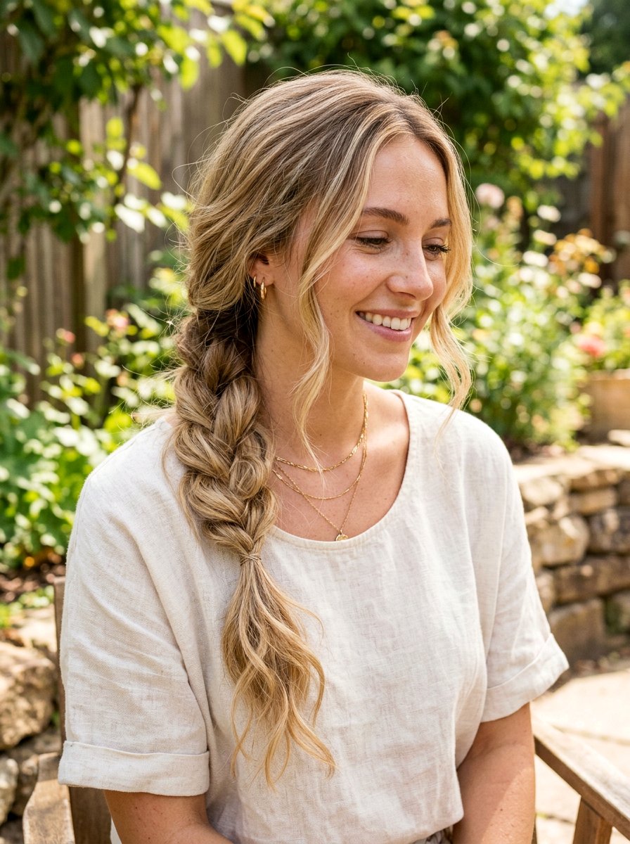 Loose Bohemian Braid - 20 yoga hairstyle with loose braid - 20 yoga hairstyle with loose braid
