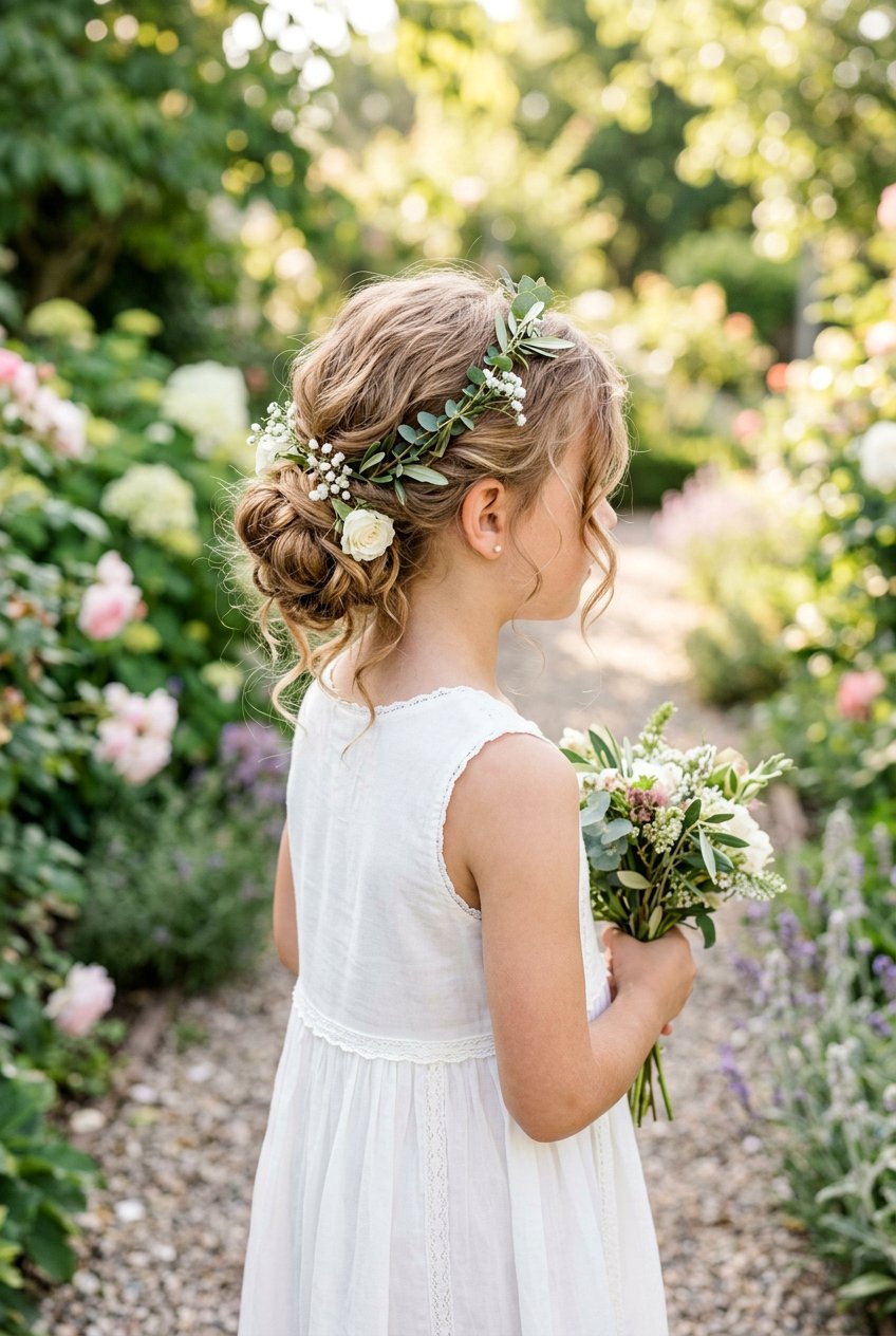 Loose Bohemian Flower Girl Bun - 20 flower girl bun hairstyle - 20 flower girl bun hairstyle