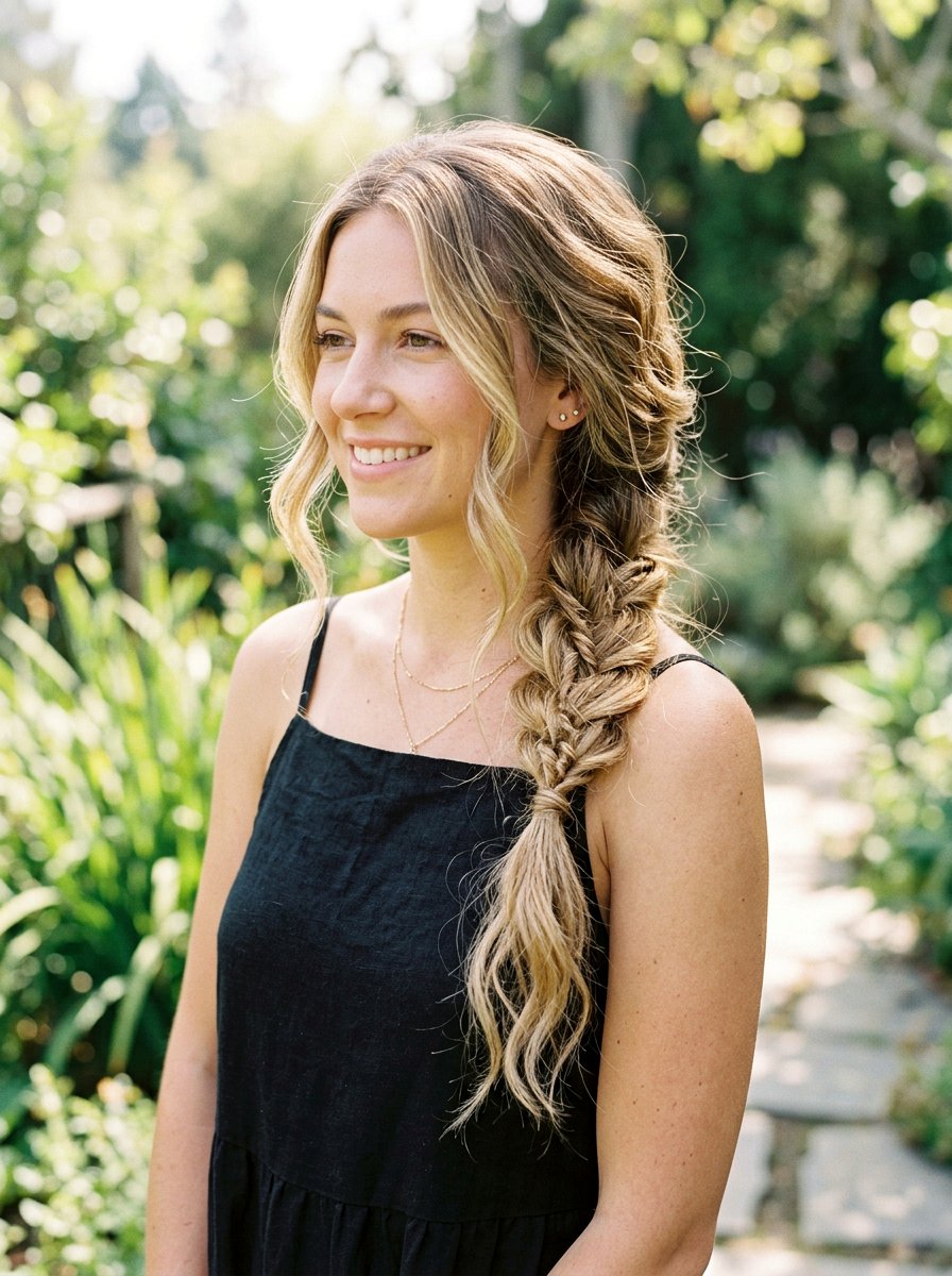 Loose Boho Braid - 20 party hairstyle for black dress - 20 party hairstyle for black dress