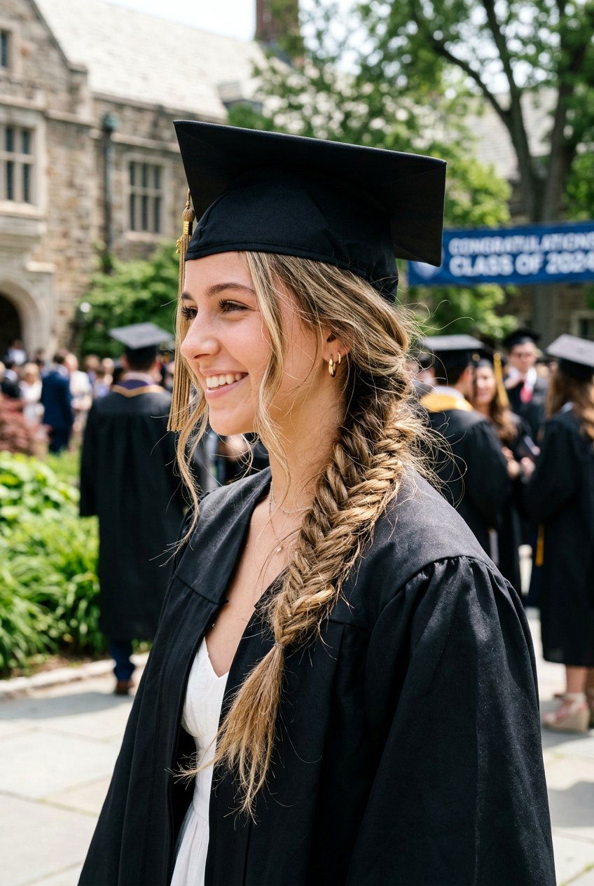 Loose Boho Fishtail Braid - 20 graduation hairstyle for teenage girls - 20 graduation hairstyle for teenage girls