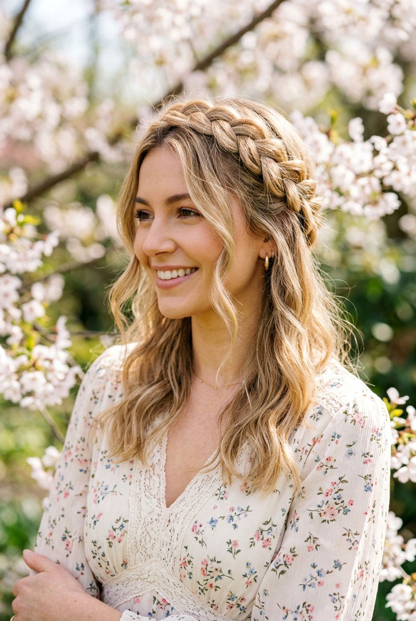 Loose Braided Crown - 20 no heat hairstyles - 20 no heat hairstyles