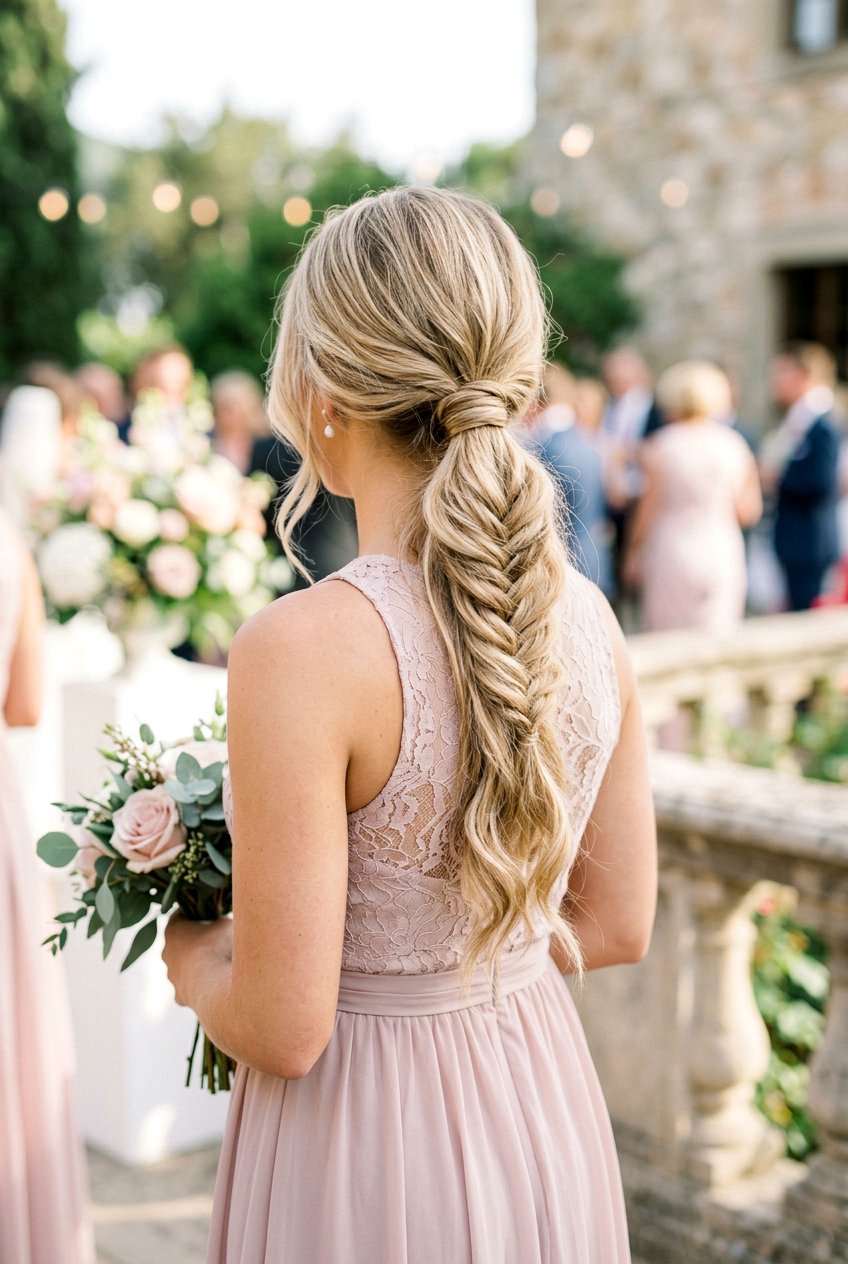 Loose Braided Ponytail for Bridesmaids - 20 bridesmaid hairstyles with braids - 20 bridesmaid hairstyles with braids